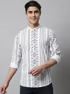 Majestic Man Geometric Printed Pure Cotton Short Kurta