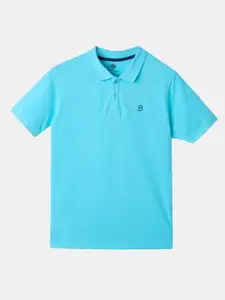 The Souled Store Boys Blue Polo Collar Pure Cotton T-shirt