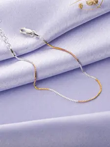 Zavya Women Sterling Silver Rose Gold-Plated Link Bracelet