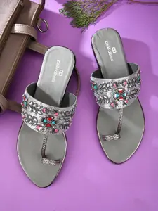 pelle albero Embellished One Toe Flats