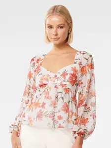 Forever New Floral Printed Puff Sleeves Top