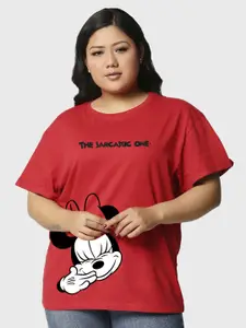 Bewakoof Plus x OFFICIAL DISNEY MERCHANDISE Minnie Mouse Printed Boyfriend T-shirt