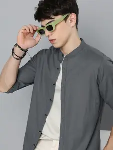 R.Code by The Roadster Life Co. Band Collar Casual Shirt