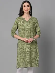 Vastraa Fusion Bandhani Printed Notched Neck Straight Kurta