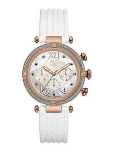 GC GUESS COLLECTION CableChic White Round Dial Women Quartz Analog Watch - Y16004L1MF