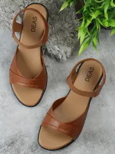 DEAS Women Leather Open Toe Flats With Backstrap