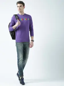 Huetrap Men Purple Printed Sweatshirt
