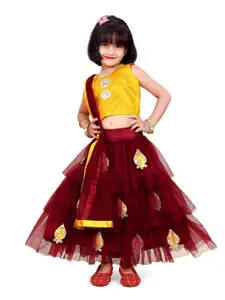 BAESD Girls Embroidered Patchwork Ready to Wear Lehenga & Blouse With Dupatta