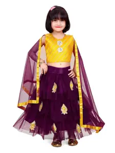 BAESD Girls Embroidered Patchwork Ready to Wear Lehenga & Blouse With Dupatta
