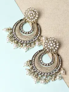 KARATCART Gold-Plated Contemporary Chandbalis Earrings