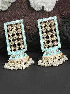 KARATCART Gold-Plated Kundan Dome Shaped Jhumkas Earrings