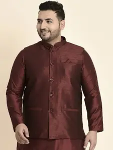 Sztori Plus Size Woven Nehru Jacket