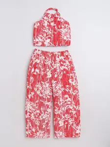 taffykids Girls Printed Sleeveless Top With Trousers