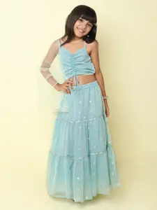 taffykids Girls Woven Design Ruched Top with Skirt