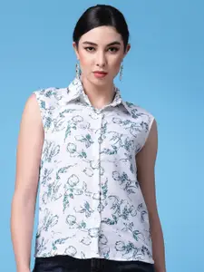 Oomph! Standard Floral Printed Sleeveless Casual Shirt
