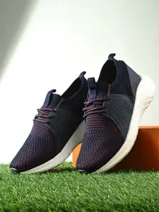HRX by Hrithik Roshan Men Navy Blue ,Red & White Flyknit Mesh Non-Marking Running Shoes