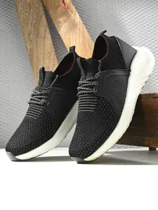 HRX by Hrithik Roshan Men Black & White Flyknit Mesh Non-Marking Running Shoes