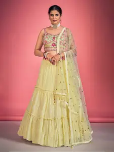 DRESSTIVE Embroidered Thread Work Ready to Wear Lehenga & Blouse With Dupatta