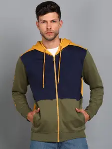 Alan Jones Colourblocked Hooded Front-Open Sweatshirt