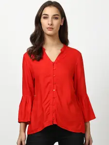 Harpa Women Red Solid Shirt Style Top