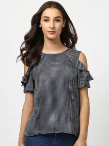 Harpa Women Black and White Checked Top