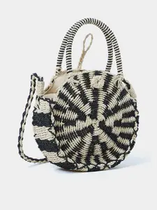 Styli Self Design Round Handbag with Long Strap