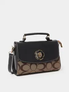 Styli Printed Structured Buckle Detail Satchel With Twist Closure