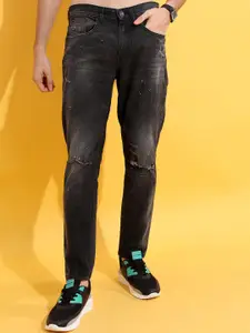 HIGHLANDER Men Low Distress Heavy Fade Tapered Fit Stretchable Jeans