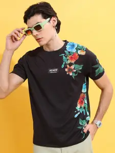 HIGHLANDER Black Floral Printed T-Shirt