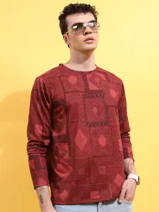 HIGHLANDER Rust Coloured Ethnic Printed T-Shirt