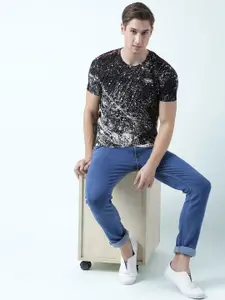 Huetrap Men Black Printed Round Neck T-shirt