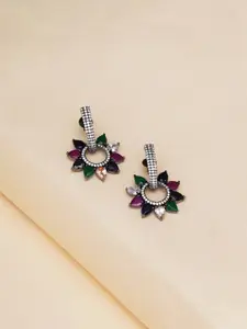 RITU SINGH Rhodium-Plated Floral Drop Earrings