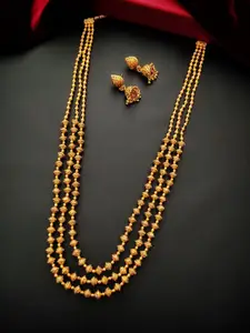 Pihtara Jewels Gold-Plated Layered Necklace & Earrings