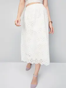 max Self Design Cotton Staright A-Line Skirt