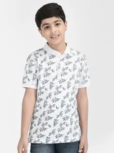 Crimsoune Club Boys Floral Printed Polo Collar T-shirt