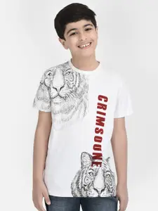 Crimsoune Club Boys Graphic Printed Pure Cotton T-Shirt