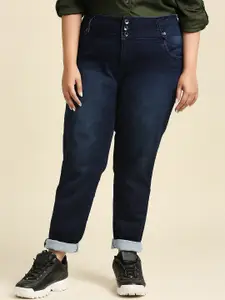 High Star Women Plus Size Slim Fit High-Rise Light Fade Stretchable Jeans