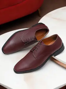 Louis Stitch Men Rosewood Premium Italian Leather Formal Derby Shoes