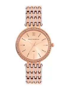 French Connection Women Embellished Dial & Stainless Steel Bracelet Style Straps Analogue Watch FCN00063C