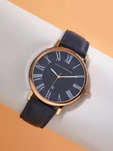 French Connection Men Dial & Leather Bracelet Style Straps Analogue Watch FCN00045B