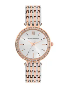 French Connection Women Embellished Dial & Stainless Steel Bracelet Style Straps Analogue Watch FCN00063F