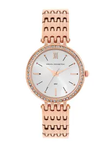French Connection Women Embellished Dial & Stainless Steel Bracelet Style Straps Analogue Watch FCN00063A