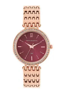French Connection Women Embellished Dial & Stainless Steel Bracelet Style Straps Analogue Watch FCN00063I