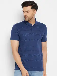 98 Degree North Abstract Printed Polo Collar Cotton T-shirt