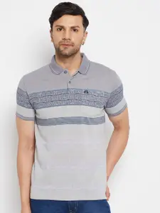 98 Degree North Striped Polo Collar Cotton T-shirt