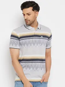 98 Degree North Horizontal Striped Polo Collar Cotton T-Shirt