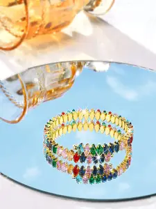 ZIVOM Women Brass Crystals Gold-Plated Bangle-Style Bracelet