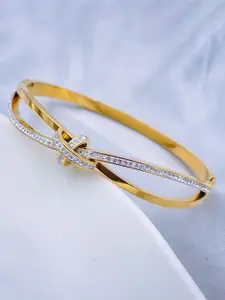 ZIVOM Women Cubic Zirconia Gold-Plated Kada Bracelet