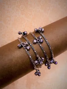 ATIBELLE Set Of 4 Silver-Plated & Ghunghroo Bangles