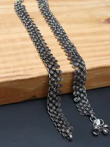 Ozanoo Silver-Plated Oxidised Anklet